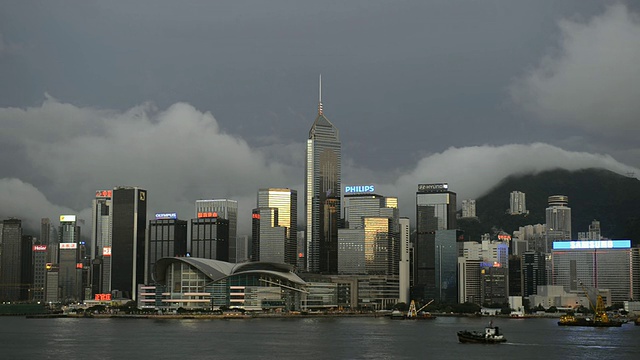 维多利亚港和天际线景观/中国香港视频素材