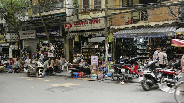 越南河内街道附近的商店视频素材