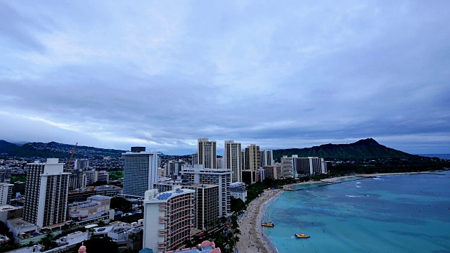 怀基基海滩的日落视频素材