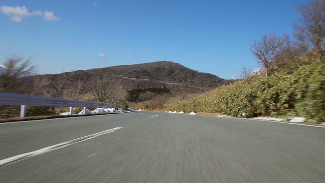 富士山视图驾驶，后视图视频素材