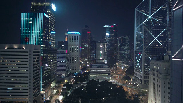 香港夜晚的摩天大楼视频素材