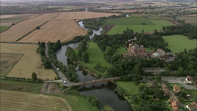 Kelham Hall -鸟瞰图-英国，诺丁汉郡，纽瓦克和舍伍德区，英国视频素材