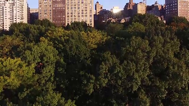 纽约日落时的空中风景。天际线远景视频素材