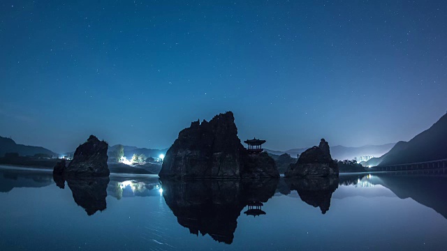 星迹附近Dodamsambong和露台在南航港河视频素材