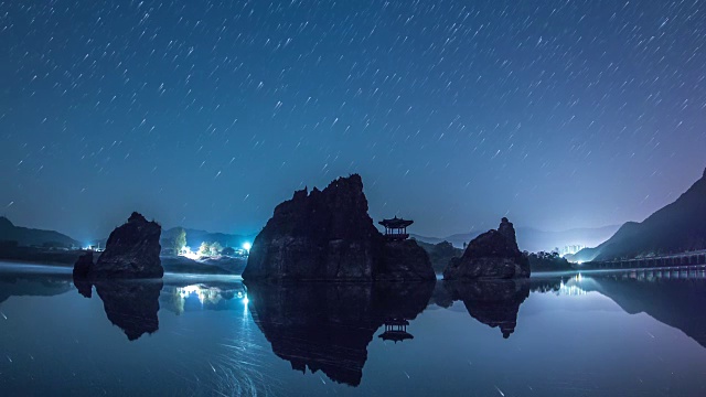 星迹附近Dodamsambong和露台在南航港河视频素材