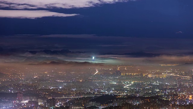 乐天世界塔和北韩山的山顶夜景视频素材