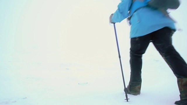 旅行者在暴风雪中消失视频素材