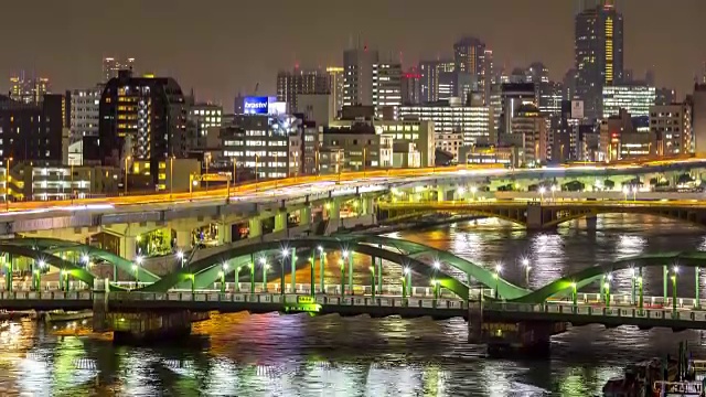 4K延时:东京夜景天际线鸟瞰图视频素材