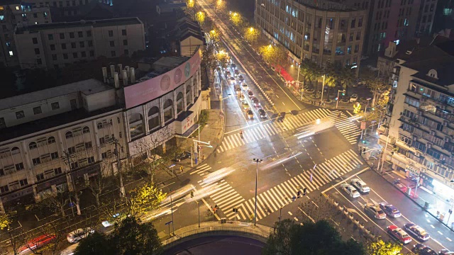 夜晚街道交通时间流逝视频下载