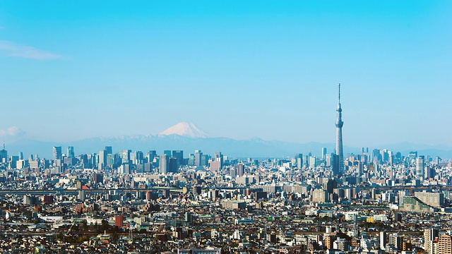 东京天空树和富士山/东京，日本视频素材