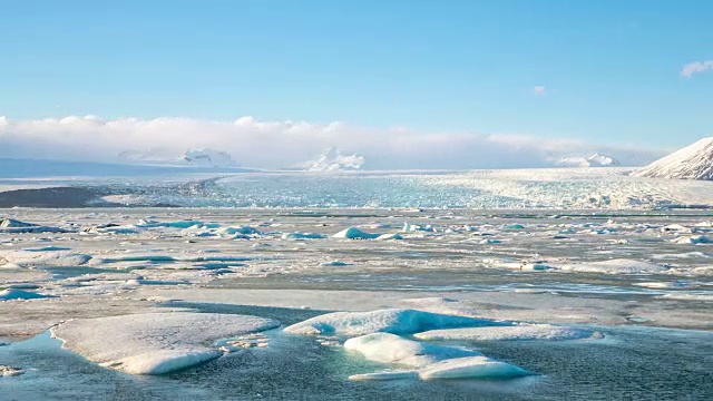 4K延时拍摄:Vatnajokull冰川Jokulsarlon泻湖冰岛视频素材