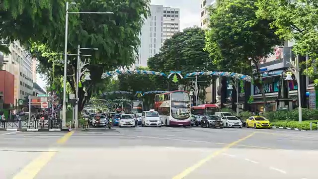 4K延时:乌节路现场交通繁忙视频素材