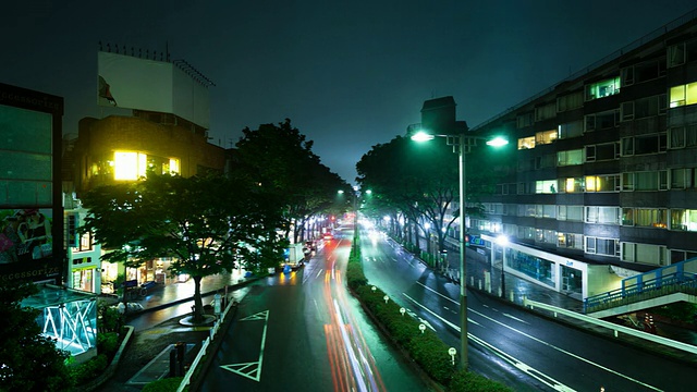 东京原宿夜间交通延时图视频素材