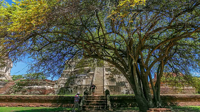 泰国大城府寺三佛寺;时间流逝。视频素材