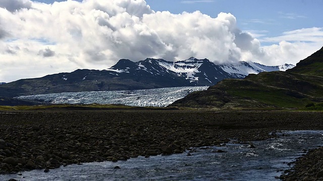 冰岛Jokulsarlon冰川移动云和水的时间视频素材