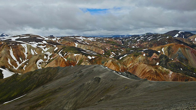 冰岛Landmannalaugar移动云的航空延时视频视频素材