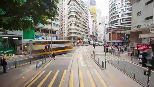 4k, Time Lapse，香港的电车穿梭视频素材