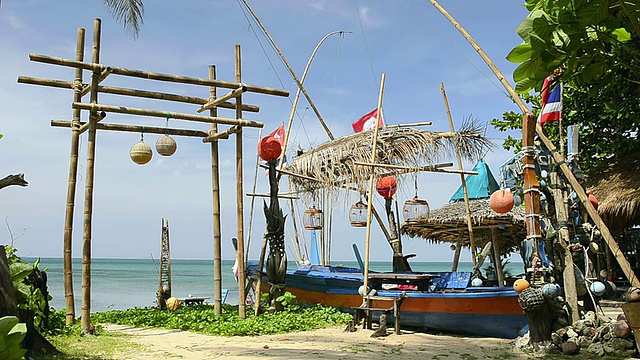 泰国甲米省Klong Khong Beach / Ko Lanta岛海滩酒吧的MS照片视频素材