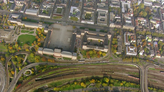 Wasserturm大学和城市/曼海姆，巴登符腾堡，德国鸟瞰图视频素材