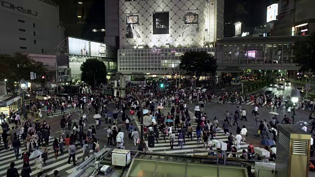 东京夜晚繁忙的涉谷步行街视频素材