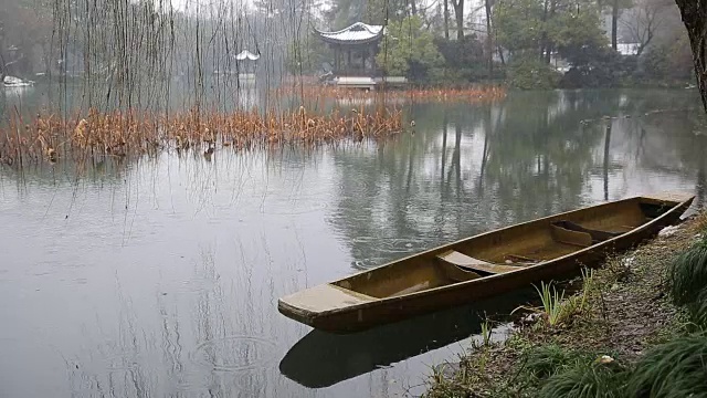 雪景西湖，中国浙江杭州视频素材