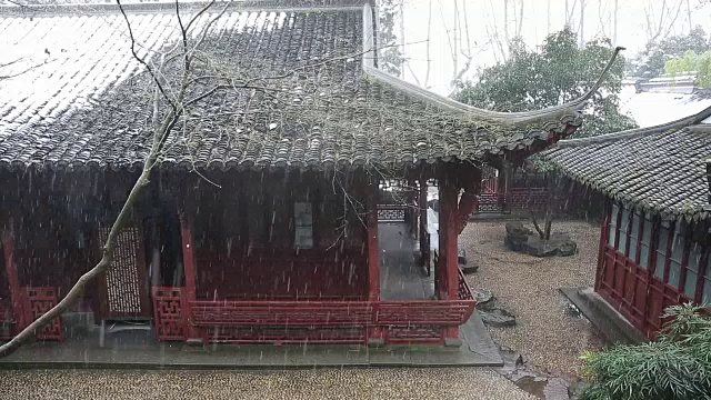 中国杭州西陵篆刻艺术学会雪景视频素材