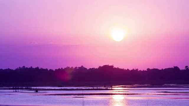 湖边的日落，时光流逝视频素材