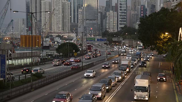 高清实时视频，香港城市夜景，穿梭交通视频素材