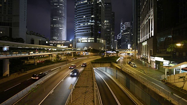 高清实时视频，香港城市夜景，穿梭交通视频素材