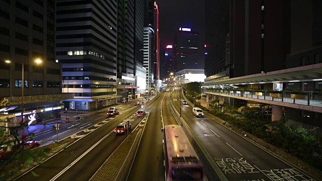 高清实时视频，香港城市夜景，穿梭交通视频素材