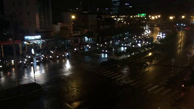 夜景，交通，东南亚，胡志明市，西贡，越南视频下载