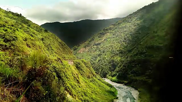 Baños山谷与山和河的时间推移视频素材