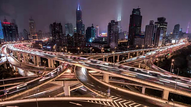 时光流逝——上海公路夜景视频素材