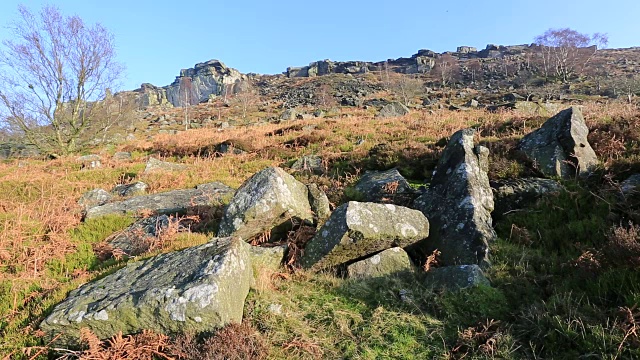 德比郡，Curbar Edge，阳光明媚视频素材