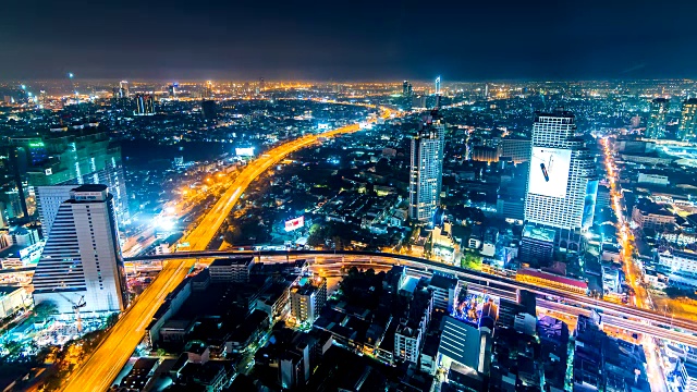 夜景曼谷城市景观，泰国视频素材