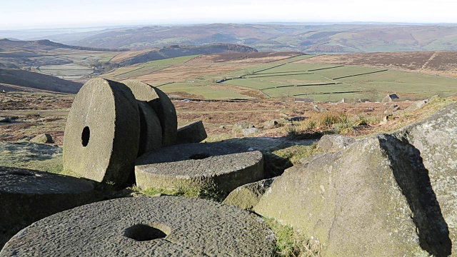 Stanage Edge Millstones，德比郡，英国，欧洲视频素材