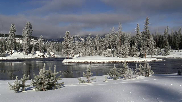 雪景是黄石国家公园的风景，在冬天视频素材