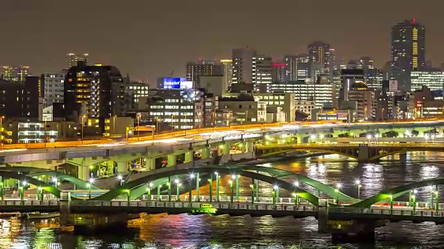 4K延时:东京夜景天际线鸟瞰图视频素材