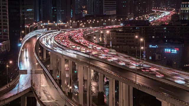 时光流逝——上海公路夜景视频素材