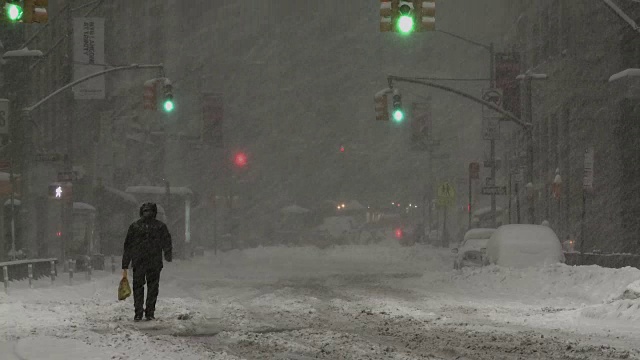 暴风雪中的纽约市视频素材