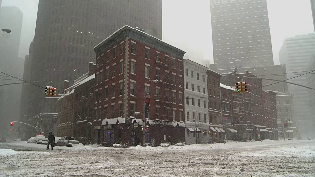 纽约金融区在暴风雪中视频素材