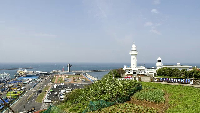 山治灯塔和Jejuhang港视频素材