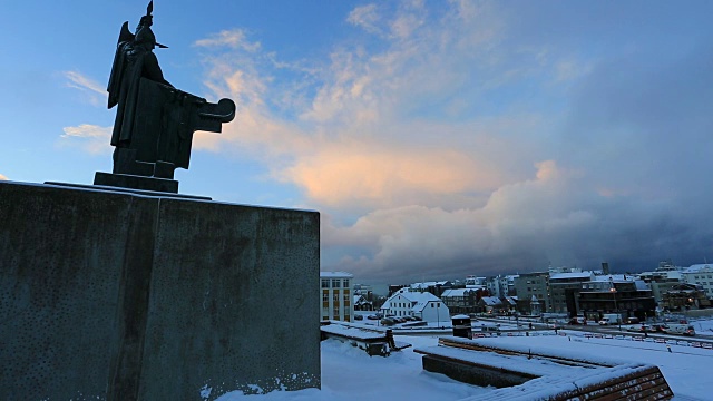 维京雕像，冰岛雷克雅未克，视频素材