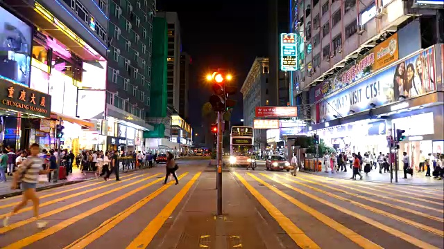 时间推移-拥挤的人在香港城市视频素材