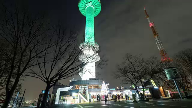 夜景汉城塔(旅游景点)视频素材