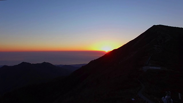 雪山国家公园秋日落日下的山脊剪影视频素材