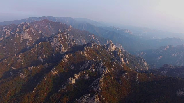 鸟瞰图覆盖了许多枫树在雪山山国家公园秋天视频素材