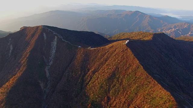 鸟瞰图覆盖了许多枫树在雪山山国家公园秋天视频素材