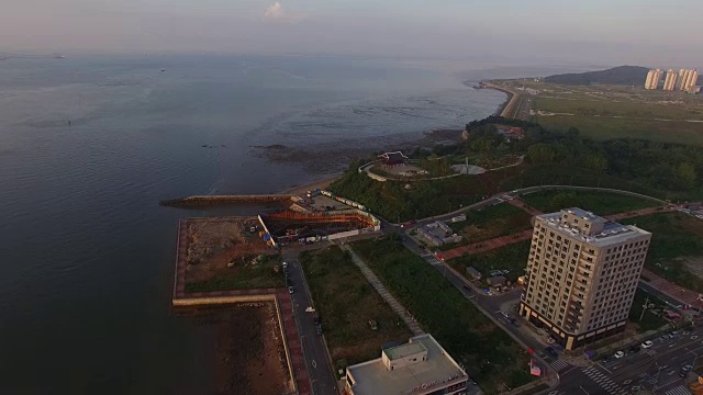 日落时分，永宗岛圭帕特奥码头的海景视频素材