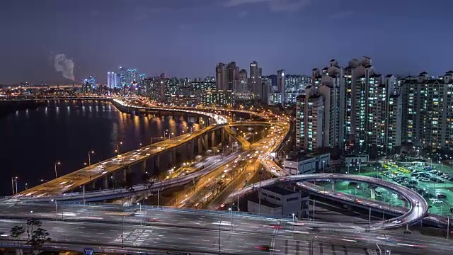 汉江马宝大京桥夜景视频素材